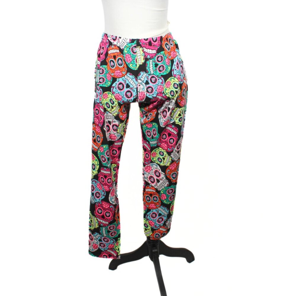 NWT No Boundaries Sugar Skull Print Leggings – Bold & Colorful, Juniors XL - Picture 2 of 7
